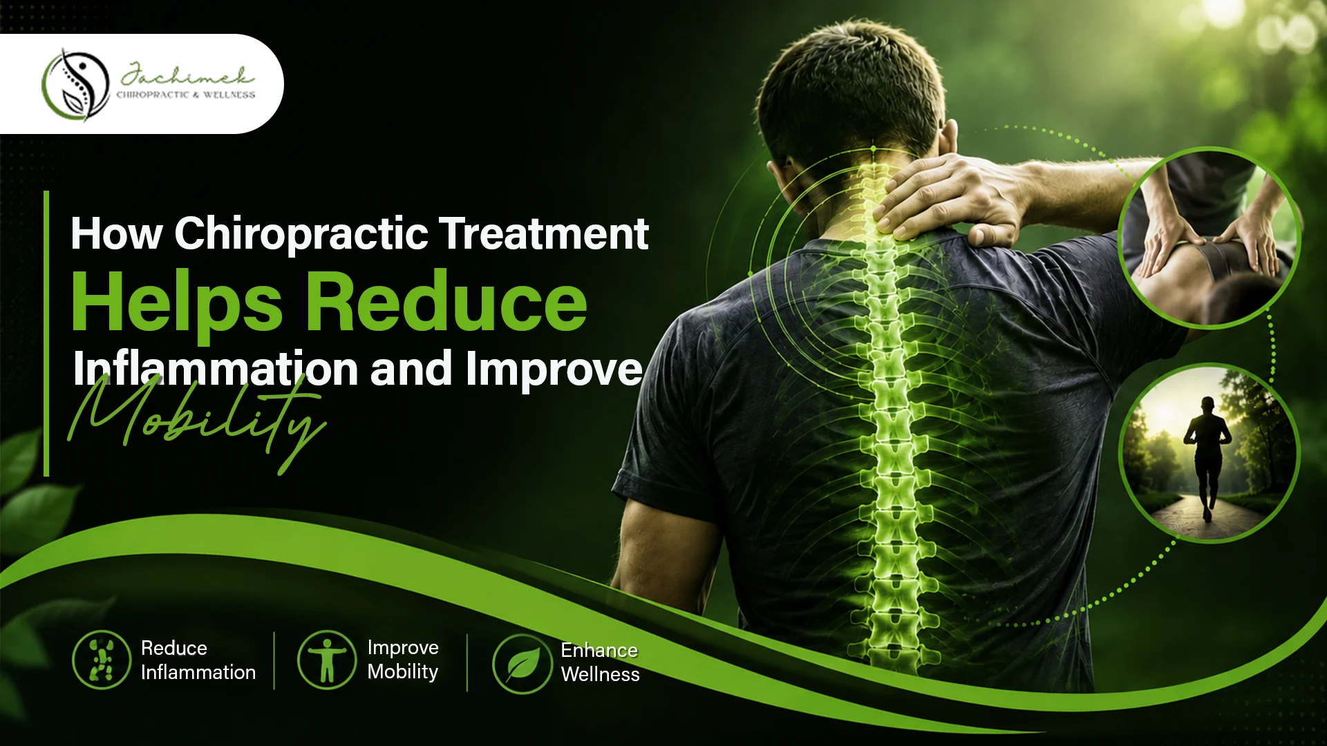 Person with highlighted spine experiencing neck discomfort, illustrating chiropractic treatment for reducing inflammation and improving mobility.